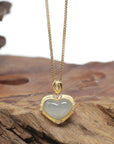 Baikalla "Heart" 18K Yellow Gold Icy White-Green Jadeite Jade Pendant W/ Natural Diamonds