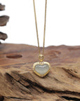 Baikalla "Heart" 18K Yellow Gold Icy White-Green Jadeite Jade Pendant W/ Natural Diamonds