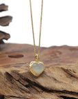 Baikalla "Heart" 18K Yellow Gold Icy White-Green Jadeite Jade Pendant W/ Natural Diamonds