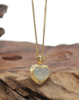 Baikalla "Heart" 18K Yellow Gold Icy White-Green Jadeite Jade Pendant W/ Natural Diamonds