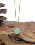 Baikalla "PiXiu" 18K Icy Light Apple-Green Jadeite Jade Pendant W/ Natural Diamonds