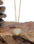 Baikalla "Heart" 18K Yellow Gold Icy White-Green Jadeite Jade Pendant W/ Natural Diamond