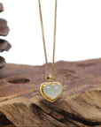 Baikalla "Heart" 18K Yellow Gold Icy White-Green Jadeite Jade Pendant W/ Natural Diamond