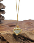 Baikalla "Heart" 18K Yellow Gold Icy White-Green Jadeite Jade Pendant W/ Natural Diamond