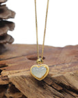 Baikalla "Heart" 18K Yellow Gold Icy White-Green Jadeite Jade Pendant W/ Natural Diamond