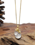 Baikalla "Hulu" 18K Yellow Gold Icy White Jadeite Jade Pendant W/ Natural Diamonds & Fox Bail