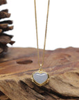 Baikalla "Heart" 18K Yellow Gold Icy Light Lavender Jadeite Jade Pendant W/ Natural Diamonds