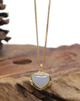 Baikalla "Heart" 18K Yellow Gold Icy Light Lavender Jadeite Jade Pendant W/ Natural Diamonds