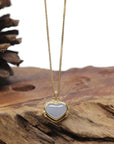 Baikalla "Heart" 18K Yellow Gold Icy Light Lavender Jadeite Jade Pendant W/ Natural Diamonds