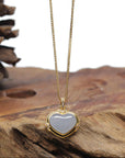 Baikalla "Heart" 18K Yellow Gold Icy Light Lavender Jadeite Jade Pendant W/ Natural Diamonds