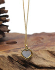 Baikalla "Heart" 18K Yellow Gold Icy Light Lavender Jadeite Jade Pendant W/ Natural Diamonds