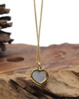 Baikalla "Heart" 18K Yellow Gold Icy Light Lavender Jadeite Jade Pendant W/ Natural Diamonds