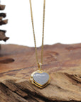 Baikalla "Heart" 18K Yellow Gold Icy Light Lavender Jadeite Jade Pendant W/ Natural Diamonds