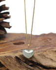 Baikalla "Heart" 18K Blue-Green Flowers Jadeite Jade Pendant W/ Natural Diamonds