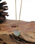Baikalla "Heart" 18K Blue-Green Flowers Jadeite Jade Pendant W/ Natural Diamonds
