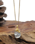 Baikalla "Hulu" 18K Yellow Gold Icy White Jadeite Jade Pendant W/ Natural Diamonds & Fox Bail