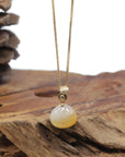 Baikalla "Bao" 18K Yellow Gold Natural White & Yellow Jadeite Jade Pendant W/ Bao Basket Bail