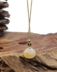 Baikalla "Bao" 18K Yellow Gold Natural White & Yellow Jadeite Jade Pendant W/ Bao Basket Bail
