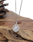 Baikalla "Double Ping An Kou" (Good Luck Button) 18K White Gold Natural Icy White Jadeite Jade Pendant W/ Natural Diamonds