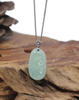 Baikalla "Ruyi" 18K White Gold Natural Icy Apple-Green Jadeite Jade Pendant W/ Natural Diamonds