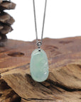 Baikalla "Ruyi" 18K White Gold Natural Icy Apple-Green Jadeite Jade Pendant W/ Natural Diamonds