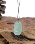 Baikalla "Ruyi" 18K White Gold Natural Icy Apple-Green Jadeite Jade Pendant W/ Natural Diamonds