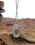 Baikalla "Ruyi" 18K White Gold Natural Icy Orange-Red Jadeite Jade Pendant W/ Natural Diamonds & Imperial Green Jade