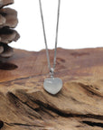 Baikalla "Heart" 18K White Gold Natural Icy White-Green Jadeite Jade Pendant W/ Natural Diamonds