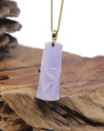 Baikalla "Bamboo" 18K Yellow Gold Natural Vixen Lavender Jadeite Jade Pendant