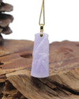 Baikalla "Bamboo" 18K Yellow Gold Natural Vixen Lavender Jadeite Jade Pendant