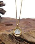 Baikalla "Happy Buddha" 18K Yellow Gold Natural Icy White Jadeite Jade Pendant W/ Natural Diamonds