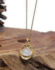 Baikalla "Happy Buddha" 18K Yellow Gold Natural Icy White Jadeite Jade Pendant W/ Natural Diamonds