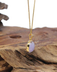 Baikalla 18K Yellow Gold Natural Vixen Lavender Jadeite Jade Round Pendant W/ Natural Diamonds