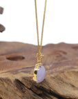 Baikalla Natural Vixen Lavender Jadeite Jade Pendant W/ 18ky Gold & Natural Diamonds