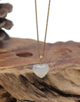 Baikalla "Heart" 18K Yellow Gold Natural Icy White-Green Jadeite Jade Pendant W/ Natural Diamonds