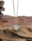 Baikalla "Heart" 18K Yellow Gold Natural Icy White-Green Jadeite Jade Pendant W/ Natural Diamonds
