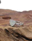 Baikalla "Heart" 18k White Gold Natural Icy Light Green Burmese Jadeite Jade Ring