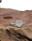 Baikalla "Heart" 18k White Gold Natural Icy Light Green Burmese Jadeite Jade Ring