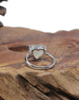 Baikalla "Heart" 18k White Gold Natural Icy Light Green Burmese Jadeite Jade Ring