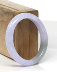 Baikalla Light Lavender W/ Light Oil-Green Patch Jadeite Jade Oval Bangle (54.3mm)
