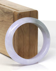 Baikalla Light Lavender W/ Light Oil-Green Patch Jadeite Jade Oval Bangle (54.3mm)