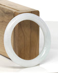 Baikalla White W/ Light Green Patch "Traditional Round" Jadeite Jade Bangle Bracelet (51.5mm)