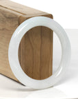 Baikalla White W/ Light Green Patch "Traditional Round" Jadeite Jade Bangle Bracelet (51.5mm)