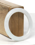Baikalla White W/ Light Green Patch "Traditional Round" Jadeite Jade Bangle Bracelet (51.5mm)