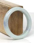 Baikalla Light Green W/ Blue-Lavender Patches Jadeite Jade "Half Round" Bangle Bracelet (54.8mm)