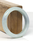 Baikalla Light Green W/ Blue-Lavender Patches Jadeite Jade "Half Round" Bangle Bracelet (54.8mm)