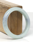 Baikalla Light Green W/ Blue-Lavender Patches Jadeite Jade "Half Round" Bangle Bracelet (54.8mm)