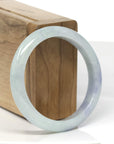 Baikalla Light Green W/ Blue-Lavender Patches Jadeite Jade "Half Round" Bangle Bracelet (54.7mm)