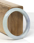 Baikalla Light Green W/ Blue-Lavender Patches Jadeite Jade "Half Round" Bangle Bracelet (54.7mm)