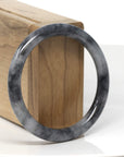 Baikalla Black Wuji "Traditional Round" Jadeite Jade Bangle Bracelet (55.5mm)